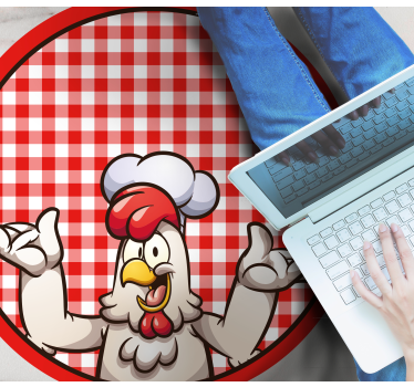 Cheerful Chicken Chef kitchen mat - TenStickers