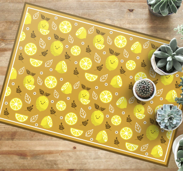 Cheerful Lemon Slice kitchen vinyl mat - TenStickers