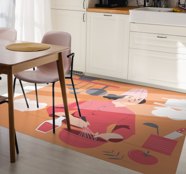 Chef Illustration kitchen mat - TenStickers