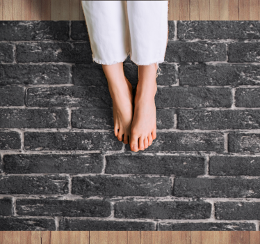 Chic black brick stone effect vinyl rug - TenStickers