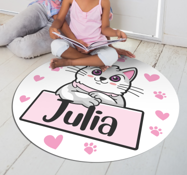 Children's customizable vinyl rug with cat personalised vinyl rug - TenStickers