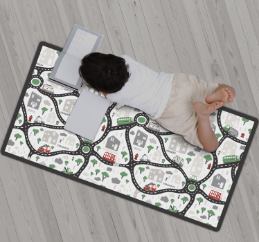 Children's vinyl rug city with highway road mat - TenStickers