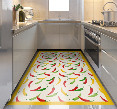 Chili pepper motif kitchen mat - TenStickers