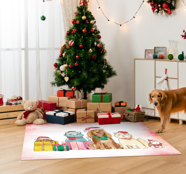 Christmas animal family festive carpet - TenStickers