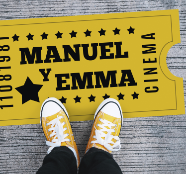 Cinema ticket for couple custom floor mat - TenStickers
