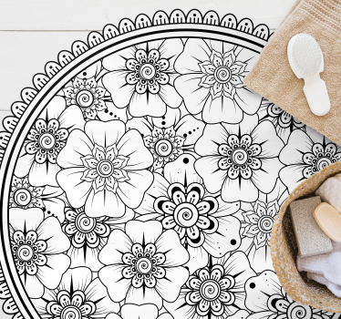 circle black mandala tile mat - TenStickers
