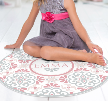 Circular flower pattern personalised vinyl rug - TenStickers