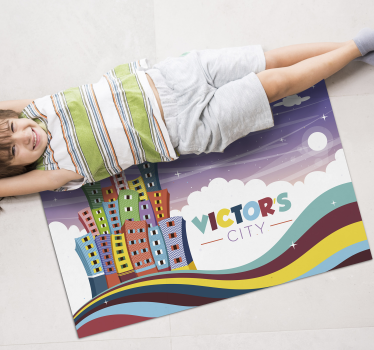 Cityscape Rainbow custom floor mat - TenStickers