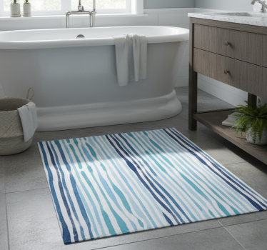 Blue vertical stripes bathroom mat - TenStickers