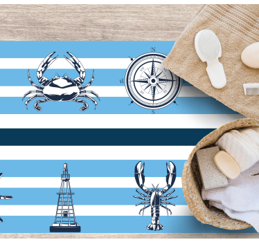 Coastal Nautical Themes bathroom mat - TenStickers