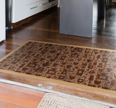 Coffee cup patterns kitchen mat - TenStickers