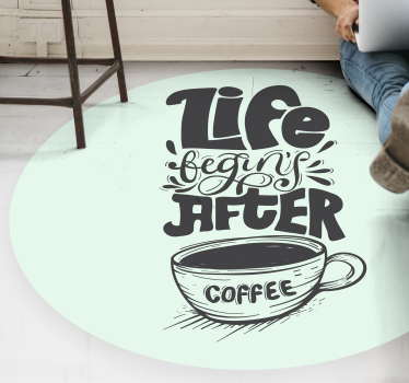 coffee cup silhouette with lettering contemporary rugs - TenStickers