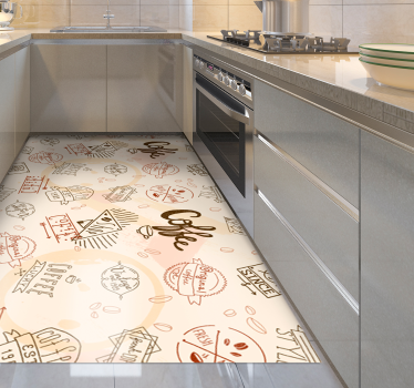 Coffee inspired pattern kitchen mat - TenStickers