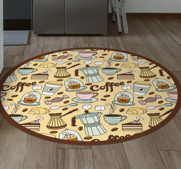 Round coffee design kitchen mat - TenStickers