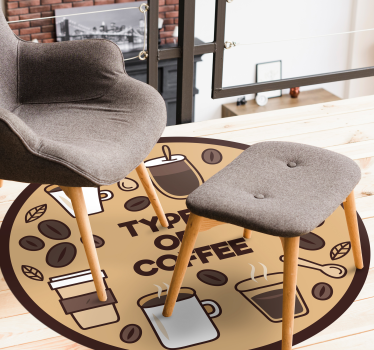 Coffee Varieties Circle kitchen mat - TenStickers