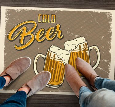Cold beer retro dirty effect kitchen flooring - TenStickers