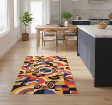 Colorful bauhaus circles kitchen vinyl mat - TenStickers