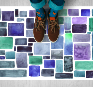 Blue shades block pattern texture rug - TenStickers