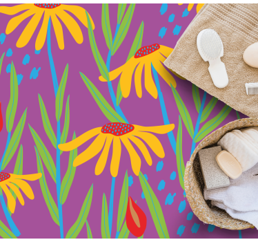 Colorful daisy flowers silouhette flower rug - TenStickers