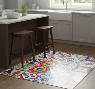 Colorful decorative tile kitchen vinyl mat - TenStickers