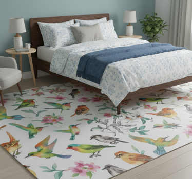 Colorful nature with birds bedroom carpet - TenStickers