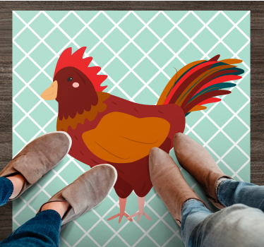 Colorful rooster illustration kitchen mat - TenStickers