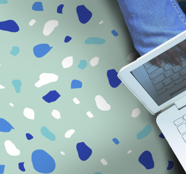 Blue terrazzo texture rug - TenStickers