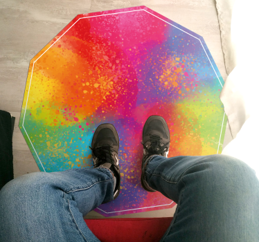 Colorful Splattered Hexagon marble rug - TenStickers