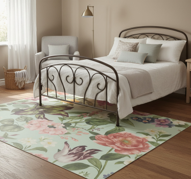 Colorful spring floral bedroom carpet - TenStickers