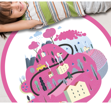 Colorful Village Scene road map rug - TenStickers