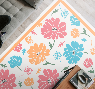 Colourful Flowers vinyl rug - TenStickers