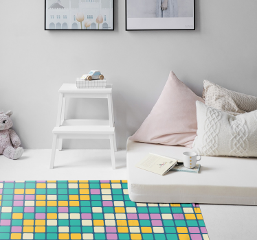 colourful square shapes kids vinyl carpet - TenStickers