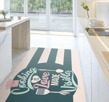 Cooking is love visible kitchen vinyl mat - TenStickers