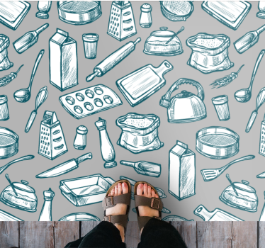 Cooking Utensils Pattern kitchen vinyl mat - TenStickers