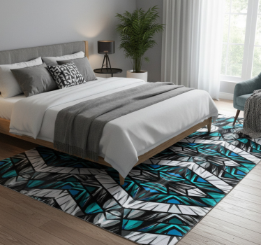 Cool black blue and white graffiti bedroom carpet - TenStickers