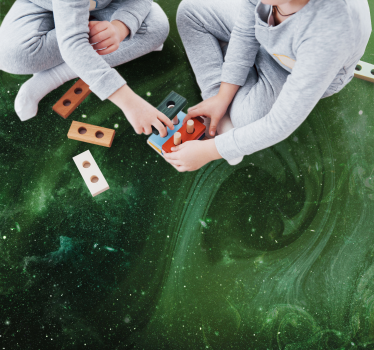 Cosmic green swirl star rug - TenStickers