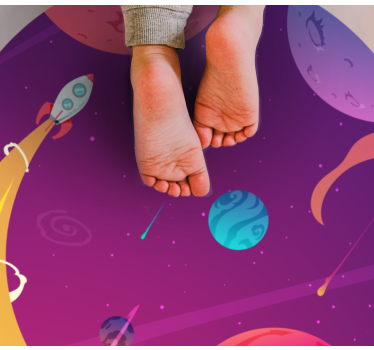 Cosmic rocket journey star rug - TenStickers