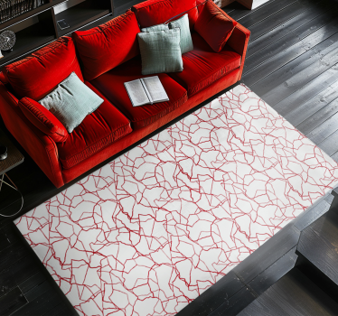 Cracking red pattern white rug - TenStickers
