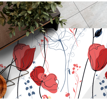 Crimson Blossom Grace floral rug - TenStickers
