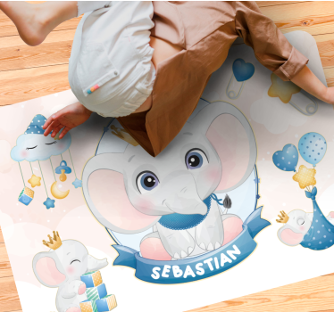 CROWNED ELEPHANT PLAYMATE custom floor mat - TenStickers