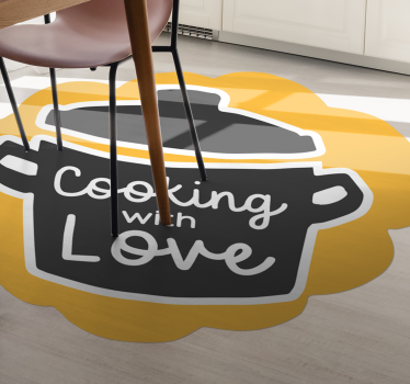 Pot cooking with love kitchen vinyl mat - TenStickers