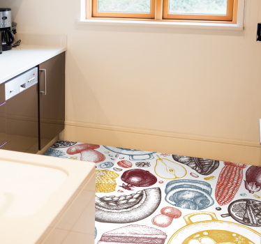 Culinary illustrations kitchen mat - TenStickers