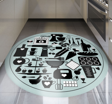 Culinary Silhouettes kitchen mat - TenStickers