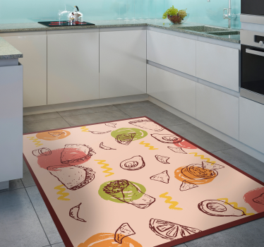 Culinary Sketches kitchen mat - TenStickers