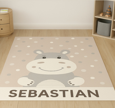 Custom beige hippo kids rug - TenStickers