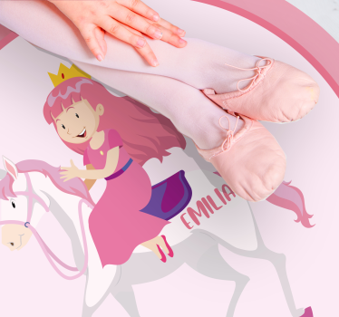 Custom princess on unicorn kids rug - TenStickers