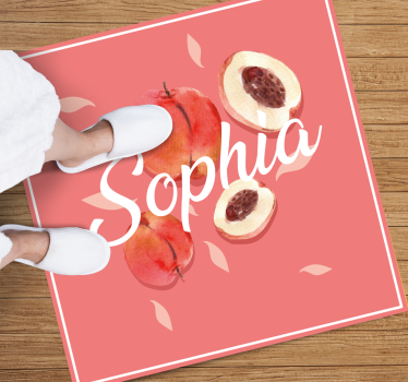 Pink peaches with name teenage bedroom rug - TenStickers