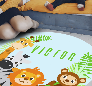 Customizable animals  personalised vinyl rug - TenStickers