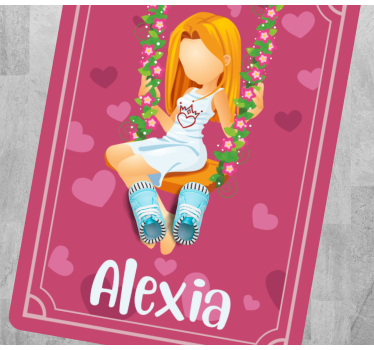 Grass swing with name teenage bedroom rug - TenStickers