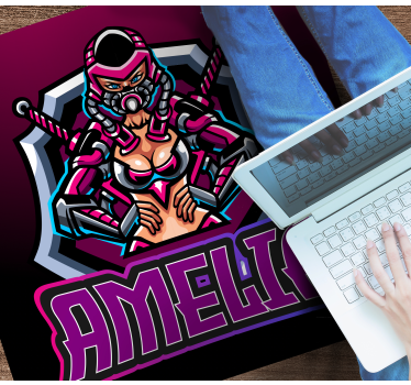 Gaming heroine with name teenage bedroom rug - TenStickers